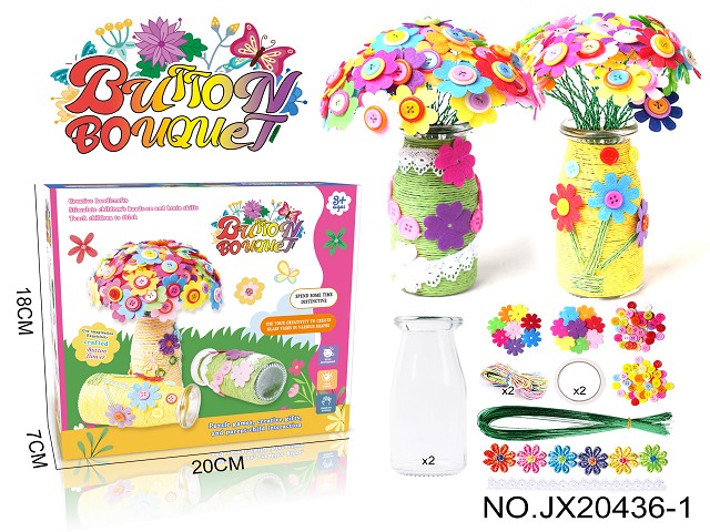 DIY Button Bouquet - Four-leaf Clover/Sunflower (2 pieces, 80 pieces)